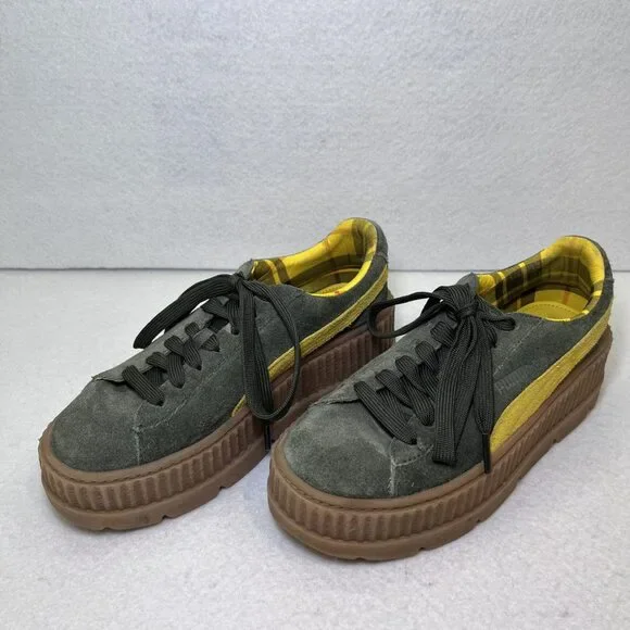 Puma Fenty Cleated Creeper by Rihanna suede green yellow sneaker womens 7.5 - Picture 2 of 12